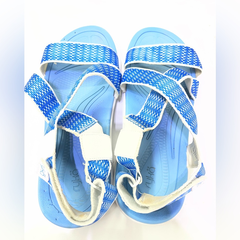 Ryka Blue and White Adjustable Strappy Sandals - Picture 2 of 6